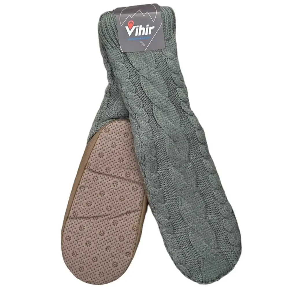 Non Slip Slipper Socks Gray Winter Knit One Size NWT